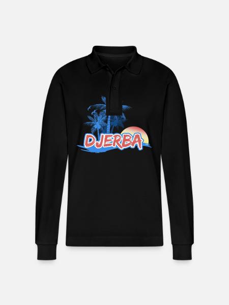 Djerba Beach - Stanley/Stella Organic Unisex Long-Sleeved Polo Shirt Prepster - black