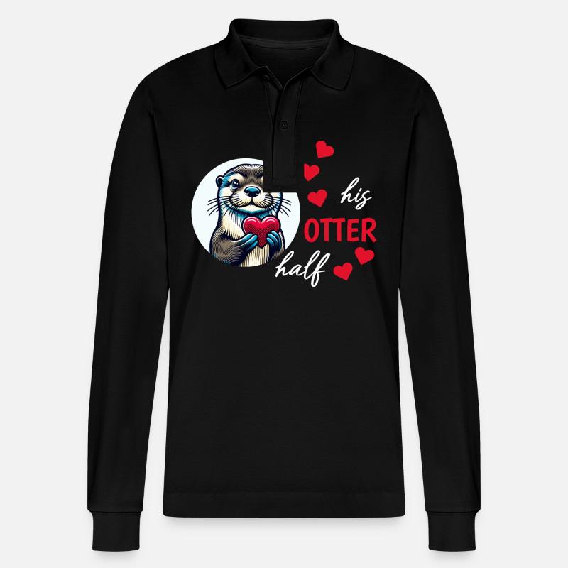 Otter half liebe geschenk - Stanley/Stella Unisex Bio-Langarm-Poloshirt Prepster - Schwarz
