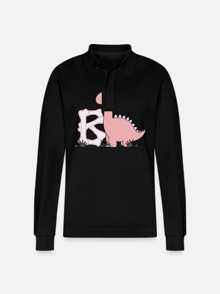 Letter B - Stanley/Stella Organic Unisex Long-Sleeved Polo Shirt Prepster - black