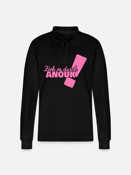 Anouk as a given name - Stanley/Stella Organic Unisex Long-Sleeved Polo Shirt Prepster - black