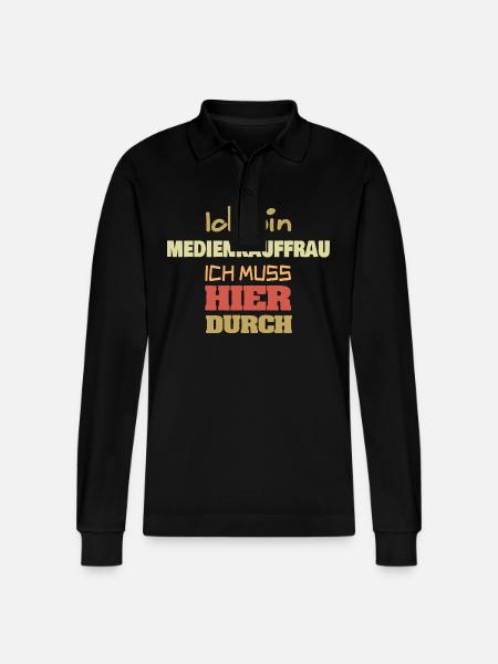 Media clerk - Stanley/Stella Organic Unisex Long-Sleeved Polo Shirt Prepster - black