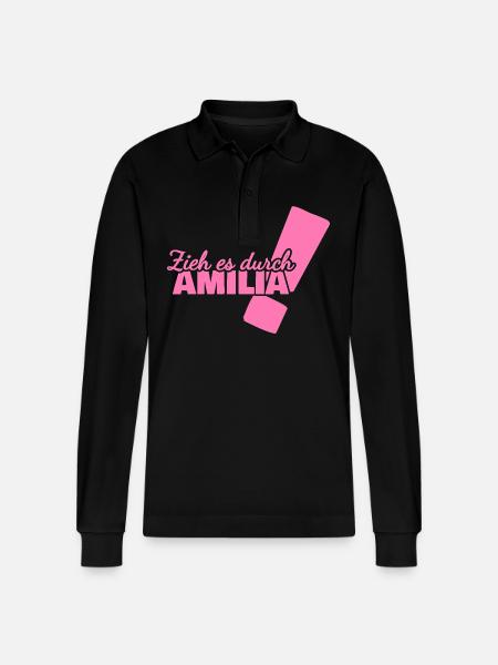 First name Amilia - Stanley/Stella Organic Unisex Long-Sleeved Polo Shirt Prepster - black