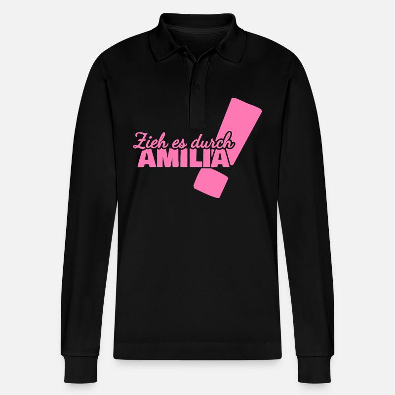 Vorname Amilia - Stanley/Stella Unisex Bio-Langarm-Poloshirt Prepster - Schwarz