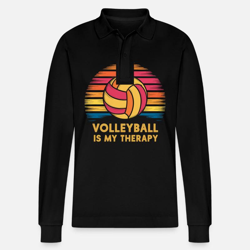 Volleyball - Stanley/Stella Unisex Bio-Langarm-Poloshirt Prepster - Schwarz