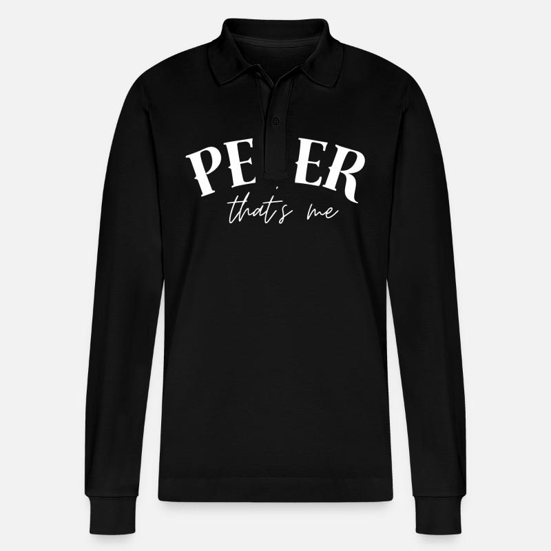 Peter ist mein Name - Stanley/Stella Unisex Bio-Langarm-Poloshirt Prepster - Schwarz
