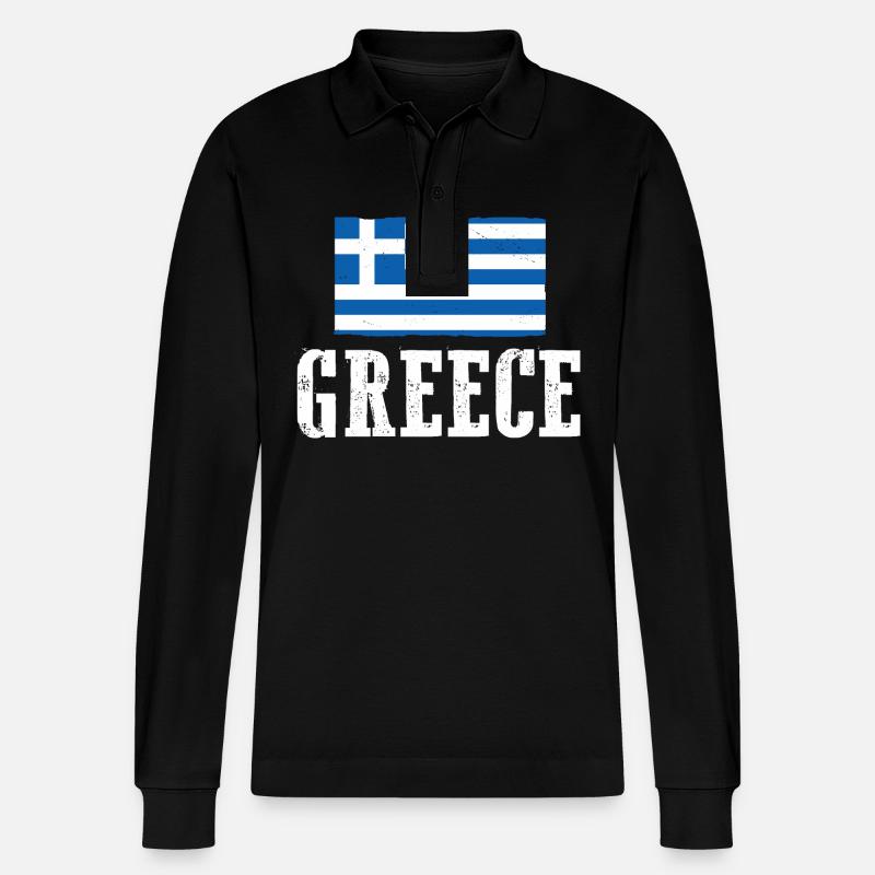 Grecs Grèce - Polo à manches longues bio PREPSTER Stanley/Stella Unisexe - noir