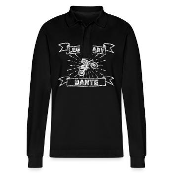 Dante als Motorrad - Stanley/Stella Unisex Bio-Langarm-Poloshirt Prepster - Schwarz - Vorne - Anna (173cm) & Nico (186cm)