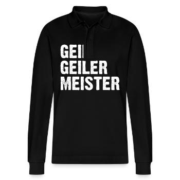 Meister - Stanley/Stella Unisex Bio-Langarm-Poloshirt Prepster - Schwarz - Vorne - Anna (173cm) & Nico (186cm)