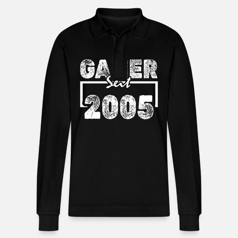 Zocken 2005 - Stanley/Stella Unisex Bio-Langarm-Poloshirt Prepster - Schwarz