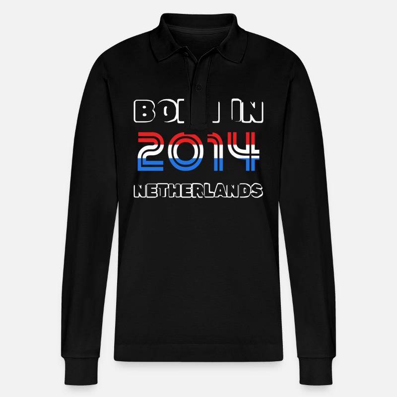 Niederlande 2014 - Stanley/Stella Unisex Bio-Langarm-Poloshirt Prepster - Schwarz