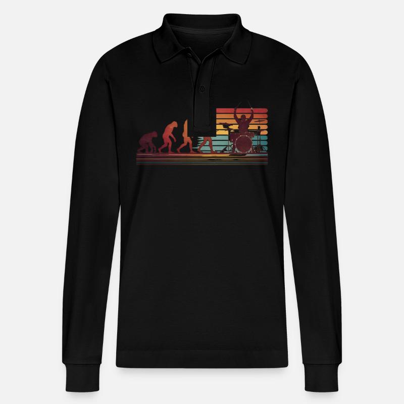 Batteur Evolution Drums - Polo à manches longues bio PREPSTER Stanley/Stella Unisexe - noir