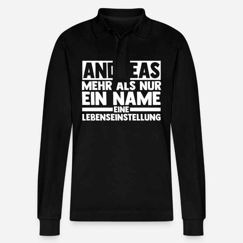 Vorname Andreas - Stanley/Stella Unisex Bio-Langarm-Poloshirt Prepster - Schwarz