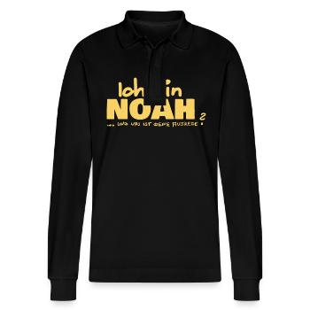 Noah - Stanley/Stella Organic Unisex Long-Sleeved Polo Shirt Prepster - black - Front - Anna (173cm) & Nico (186cm)