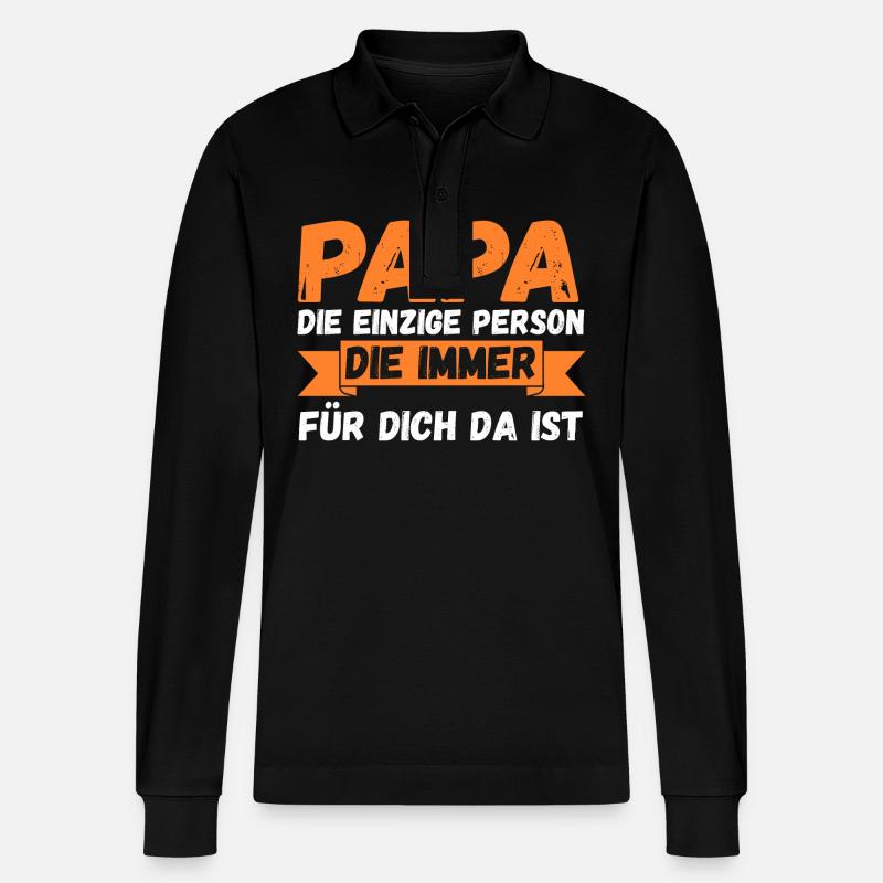 Vater Papa - Stanley/Stella Unisex Bio-Langarm-Poloshirt Prepster - Schwarz