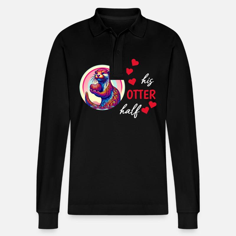 Otter half liebe geschenk - Stanley/Stella Unisex Bio-Langarm-Poloshirt Prepster - Schwarz