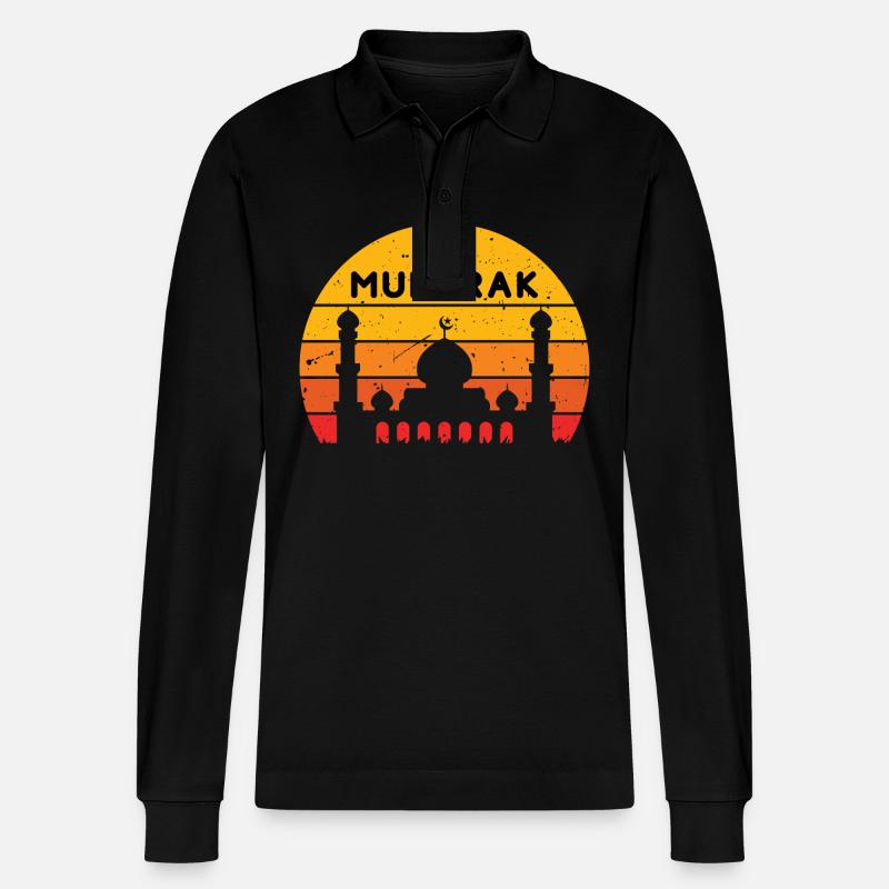 Ramadan Eid Mubarak Sunset - Stanley/Stella Unisex Bio-Langarm-Poloshirt Prepster - Schwarz