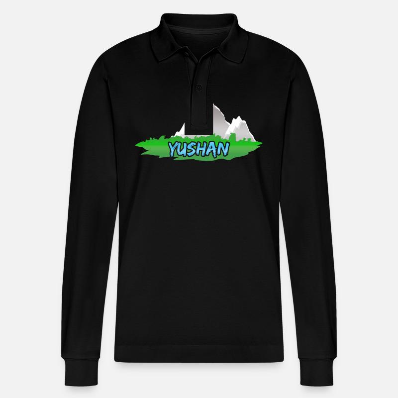 Yushan als Yushan - Stanley/Stella Unisex Bio-Langarm-Poloshirt Prepster - Schwarz