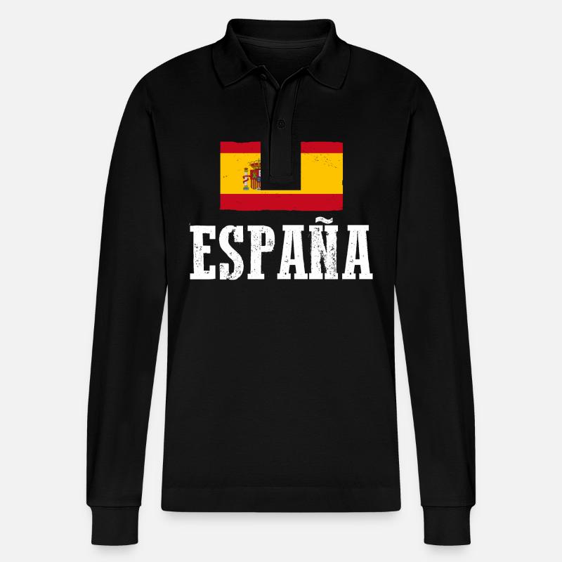 Spanier Spanien - Stanley/Stella Unisex Bio-Langarm-Poloshirt Prepster - Schwarz