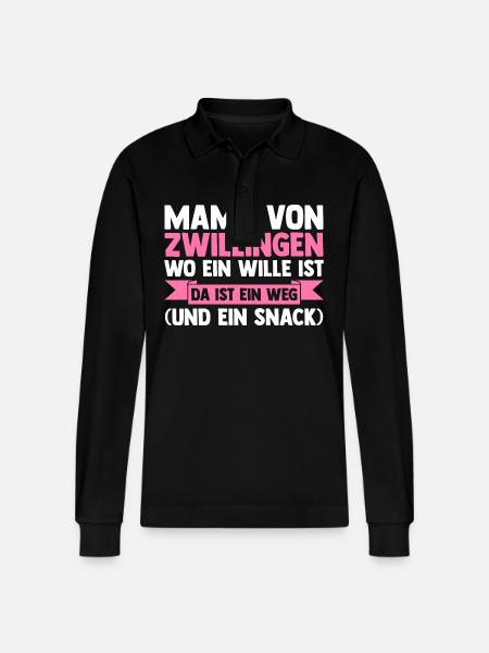 Mom of twins - Stanley/Stella Organic Unisex Long-Sleeved Polo Shirt Prepster - black