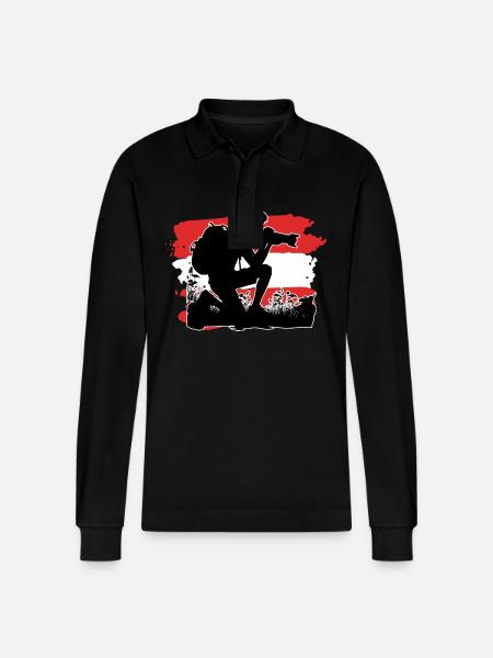 Austria Flag Photographer - Stanley/Stella Organic Unisex Long-Sleeved Polo Shirt Prepster - black