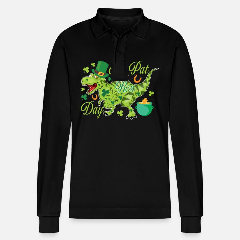 T-Rex de la Saint-Patrick - Polo à manches longues bio PREPSTER Stanley/Stella Unisexe - noir