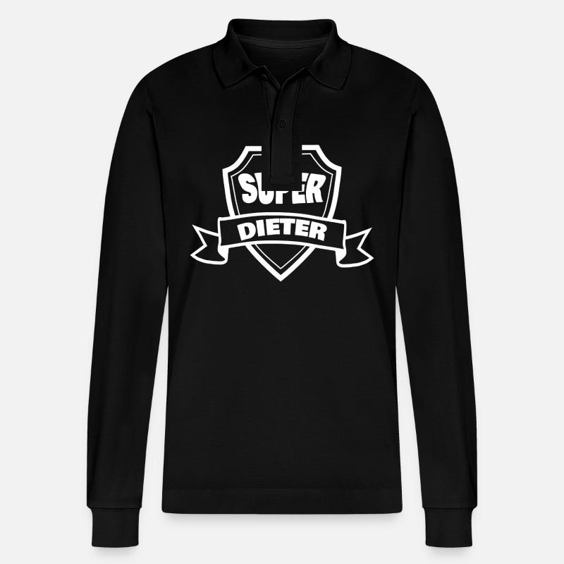 Dieter - Stanley/Stella Unisex Bio-Langarm-Poloshirt Prepster - Schwarz