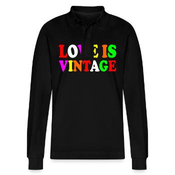 Love is vintage - Stanley/Stella Unisex Bio-Langarm-Poloshirt Prepster - Schwarz - Vorne - Anna (173cm) & Nico (186cm)