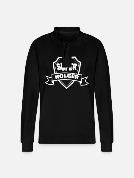 Vorname Holger - Stanley/Stella Unisex Bio-Langarm-Poloshirt Prepster - Schwarz