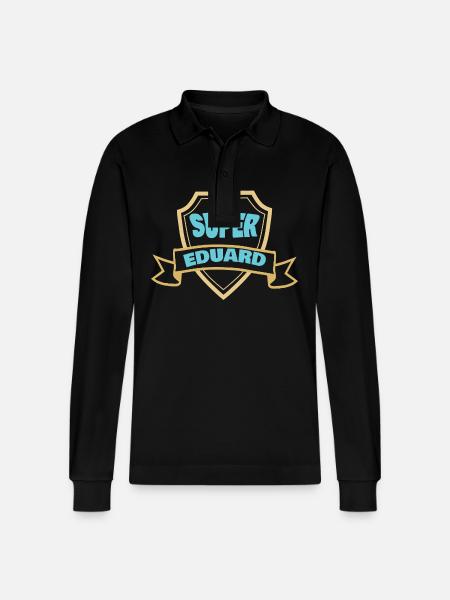 Geschenk für Eduard - Stanley/Stella Unisex Bio-Langarm-Poloshirt Prepster - Schwarz