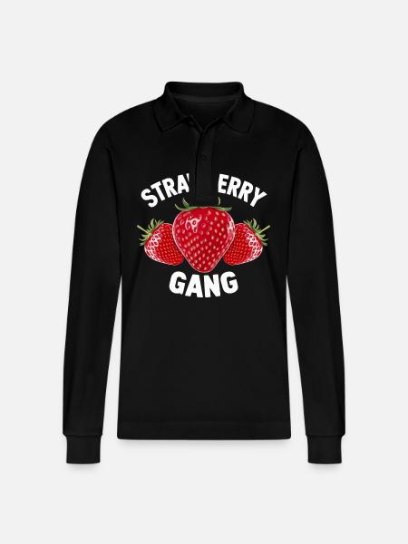 Strawberry Gang - Team Strawberry Picker - Stanley/Stella Organic Unisex Long-Sleeved Polo Shirt Prepster - black