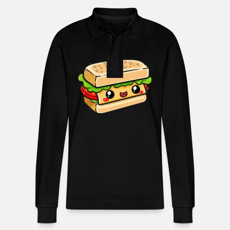 Sandwich mit Gesicht - Stanley/Stella Unisex Bio-Langarm-Poloshirt Prepster - Schwarz