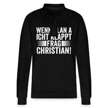First name Chris Christian - Stanley/Stella Organic Unisex Long-Sleeved Polo Shirt Prepster - black - Front - Anna (173cm) & Nico (186cm)