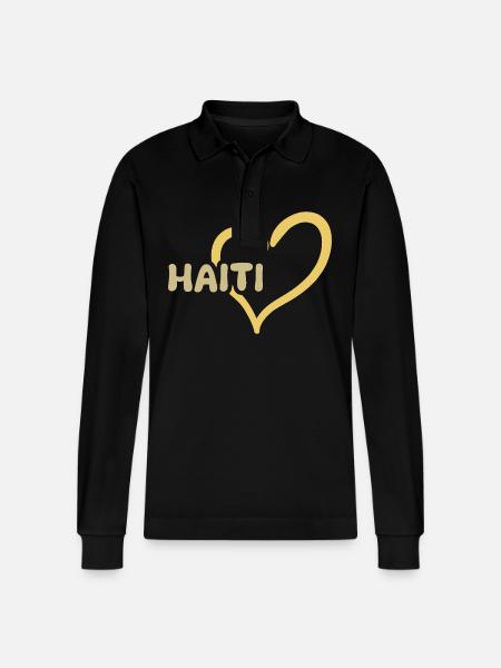 Haiti Haiti - Stanley/Stella Unisex Bio-Langarm-Poloshirt Prepster - Schwarz