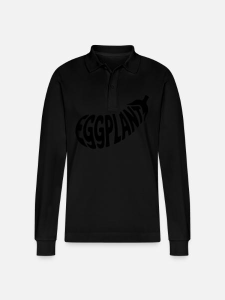 Eggplant - Cool Vegetable Logo - Stanley/Stella Organic Unisex Long-Sleeved Polo Shirt Prepster - black