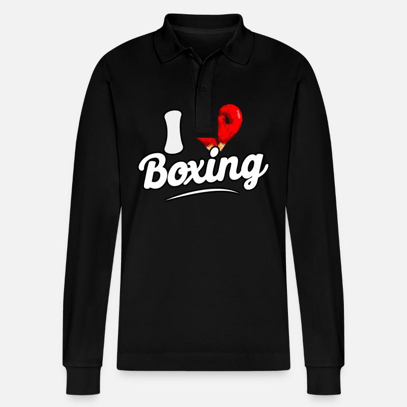 J’aime la boxe - Polo à manches longues bio PREPSTER Stanley/Stella Unisexe - noir