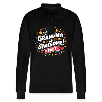 Grandma is the best great grandma - Stanley/Stella Organic Unisex Long-Sleeved Polo Shirt Prepster - black - Front - Anna (173cm) & Nico (186cm)