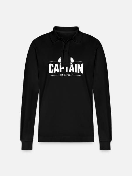 Captain Captain - Since 2024 - Stanley/Stella Organic Unisex Long-Sleeved Polo Shirt Prepster - black