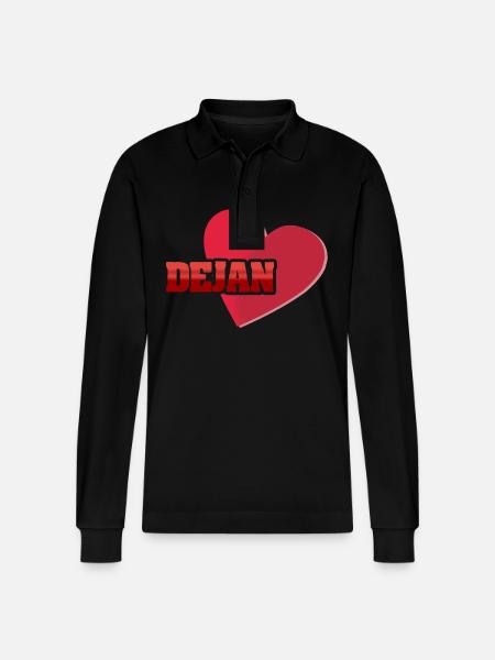First name Dejan - Stanley/Stella Organic Unisex Long-Sleeved Polo Shirt Prepster - black
