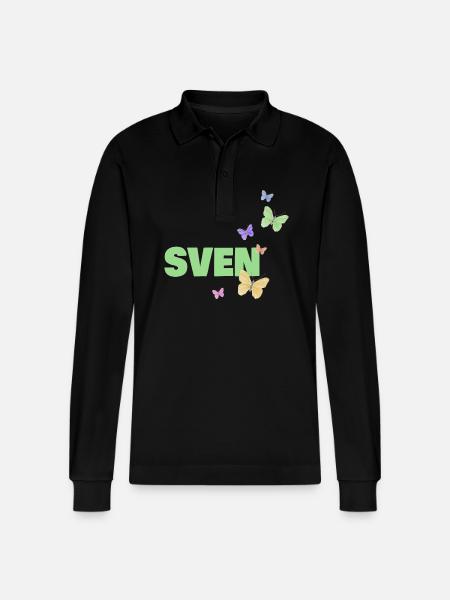 Sven as Sven - Stanley/Stella Organic Unisex Long-Sleeved Polo Shirt Prepster - black