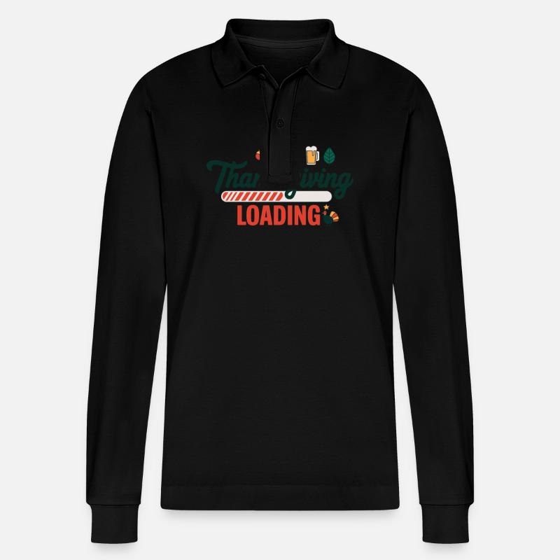 Thanksgiving Loading Erntedankfest Ladebalken - Stanley/Stella Unisex Bio-Langarm-Poloshirt Prepster - Schwarz