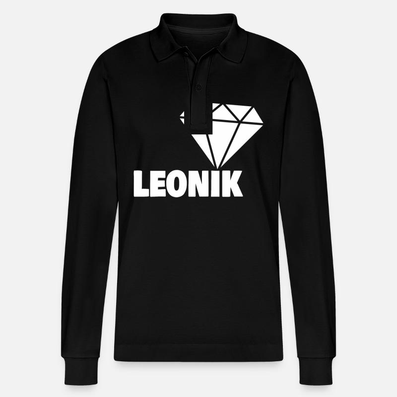 Geschenk für Leonik - Stanley/Stella Unisex Bio-Langarm-Poloshirt Prepster - Schwarz