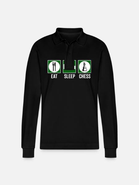 Eat Sleep Chess Chess Quote - Stanley/Stella Organic Unisex Long-Sleeved Polo Shirt Prepster - black