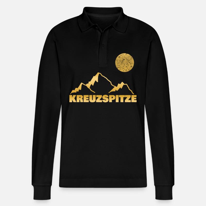 Berg kreuzspitze - Stanley/Stella Unisex Bio-Langarm-Poloshirt Prepster - Schwarz
