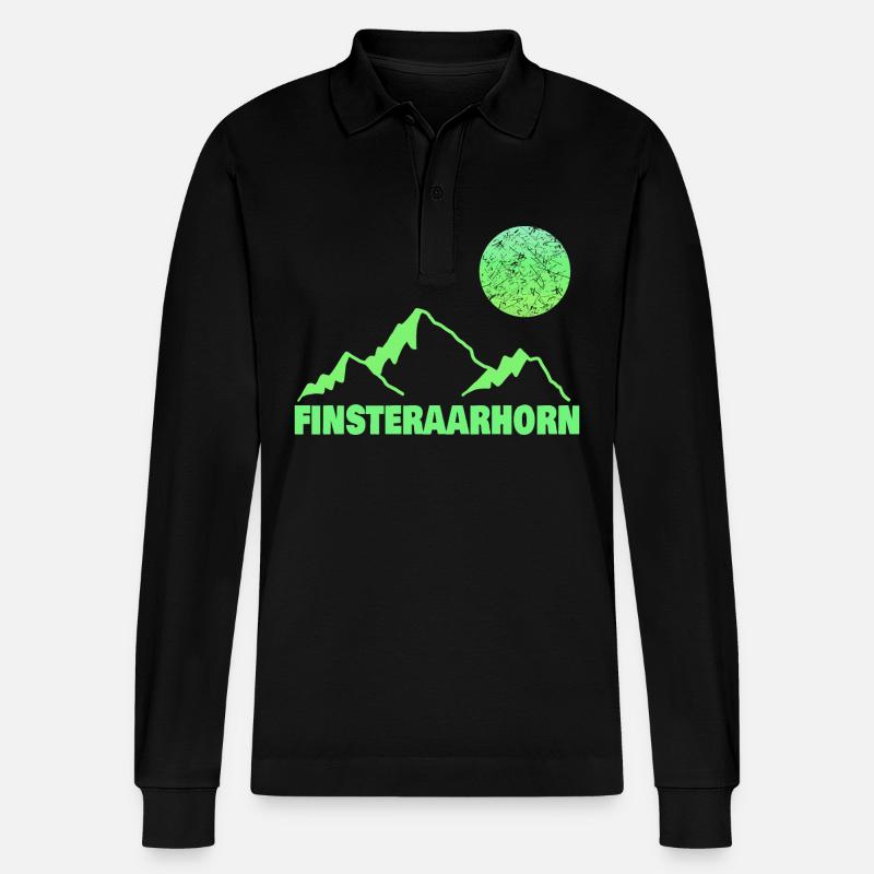 finsteraarhorn als Klettern - Stanley/Stella Unisex Bio-Langarm-Poloshirt Prepster - Schwarz