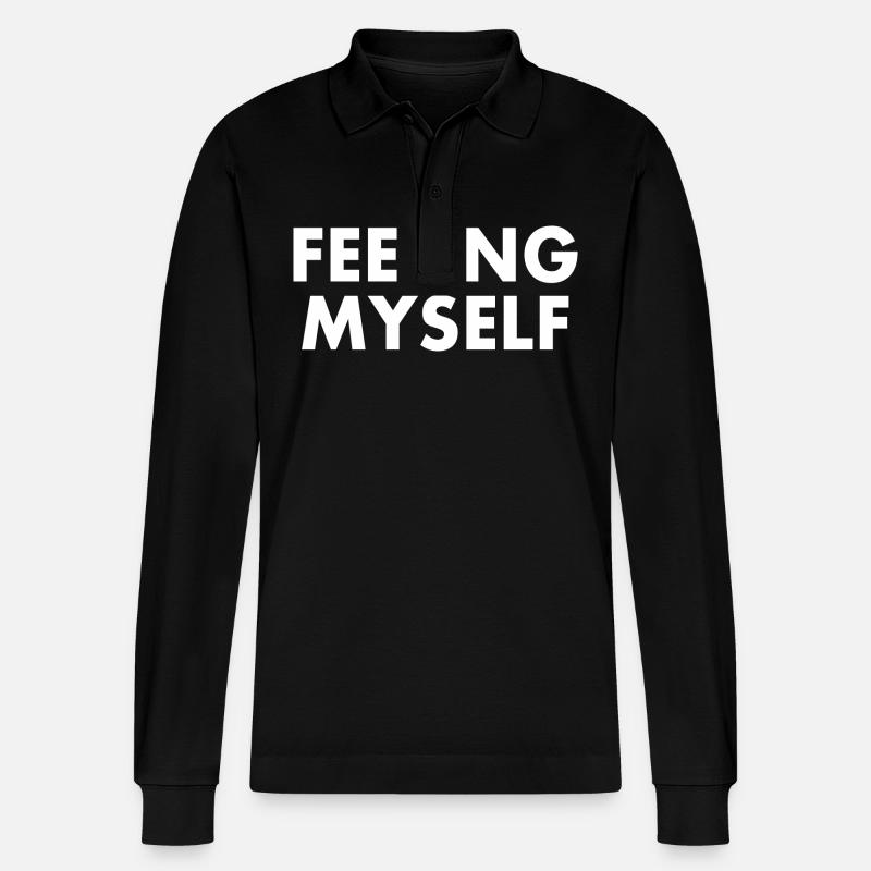 feeling myself - Stanley/Stella Unisex Bio-Langarm-Poloshirt Prepster - Schwarz