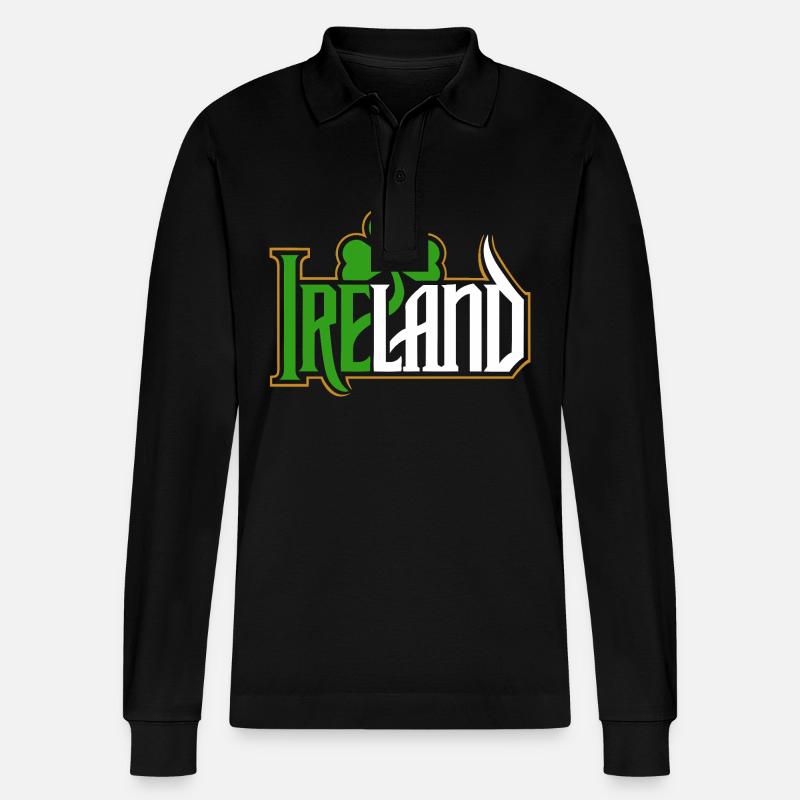 Irlande - Bonne Saint-Patrick - Shamrock - Polo à manches longues bio PREPSTER Stanley/Stella Unisexe - noir