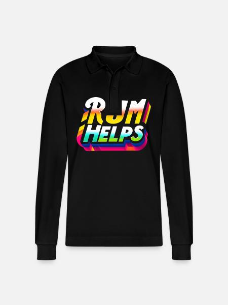 Rum Helps 9 - Stanley/Stella Unisex Bio-Langarm-Poloshirt Prepster - Schwarz