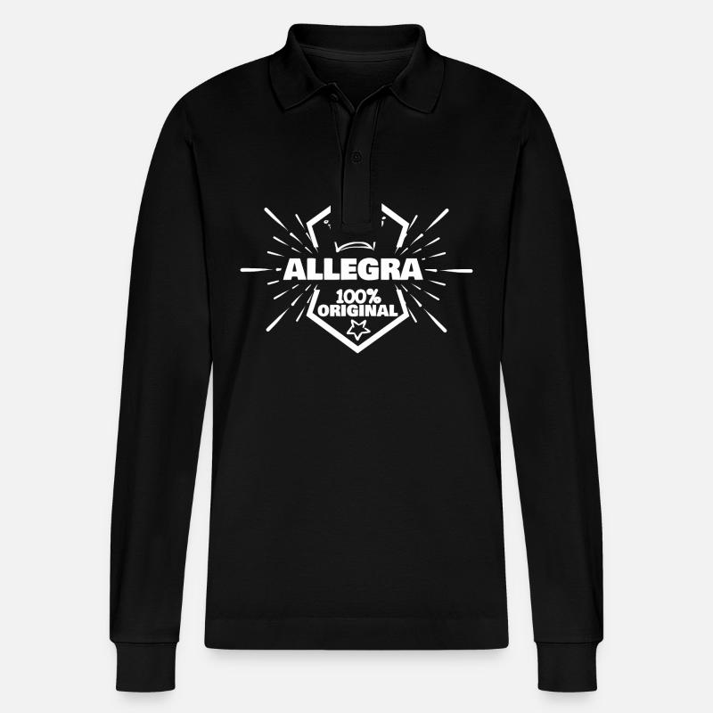 Allegra als Vorname - Stanley/Stella Unisex Bio-Langarm-Poloshirt Prepster - Schwarz