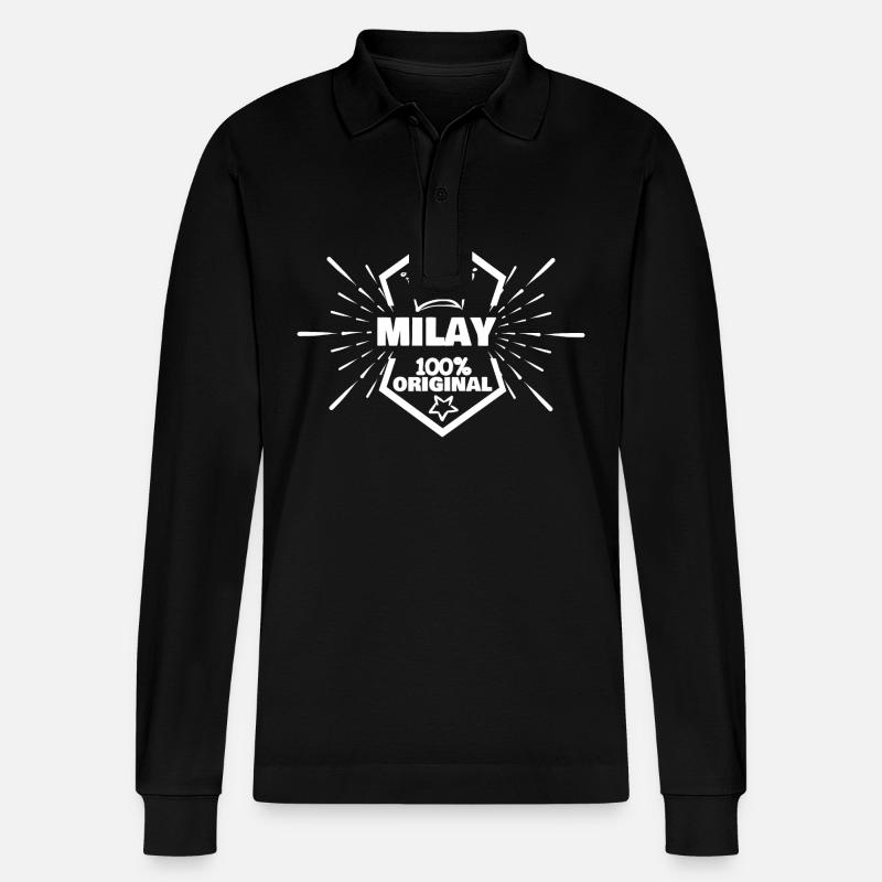 Vorname Milay - Stanley/Stella Unisex Bio-Langarm-Poloshirt Prepster - Schwarz