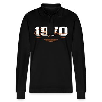 1970er Jahre Vintage Retro 1970er Jahre Geburtstagsgeschenk - Stanley/Stella Unisex Bio-Langarm-Poloshirt Prepster - Schwarz - Vorne - Anna (173cm) & Nico (186cm)